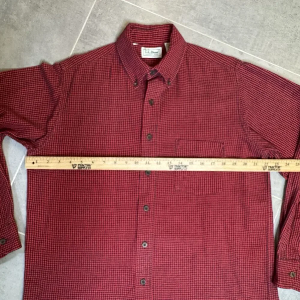 Vtg L.L. Bean Made in USA Freeport Flannel Shirt Medium Red Black Check Plaid - Picture 5 of 10